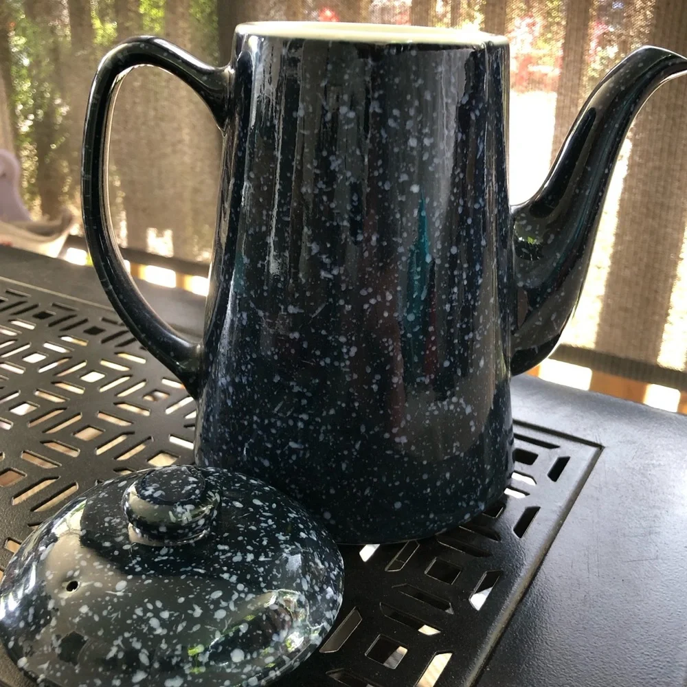 Otagiri VTG Speckled Goose Coffee/Tea Pot Blue and White Handcrafted in Japan - Picture 3 of 8